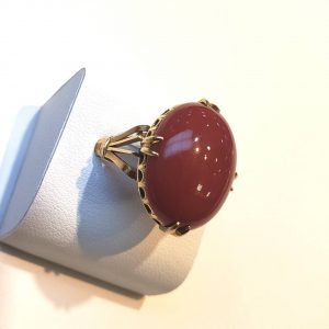 血赤珊瑚付きK18リング